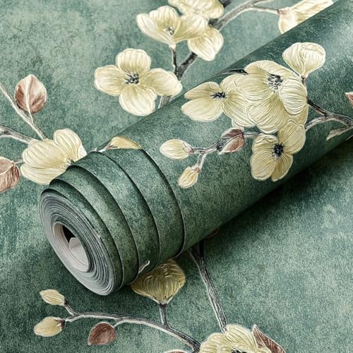 Selbstklebende 3D-Blumen-Aufkleber, PVC, Wandbild, Kontaktpapier für Mädchen, Schlafzimmer, Hintergrund, abnehmbare Möbeldekoration (53 cm x 3 m, 8804-grün) von Sumsoctober