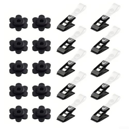 Set mit 20 verstellbaren Gartenflaggenhaltern mit Anti-Wind-Clips und Gummistoppern, entworfen für sichere Fahnenmast-Befestigung und Außenbereich von Sumsoctober