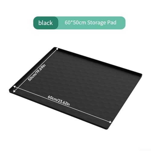 Silikonmatte für Nachttisch, auslaufsicheres Design mit erhöhtem Rand für Unordnung (60 x 50 cm, schwarz) von Sumsoctober