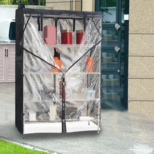 Stabile 210D-Oxford-Draht-Regalabdeckung mit einfachen Zugriffsfunktionen, schützt Regale vor Staub, Feuchtigkeit und UV-Schäden in Ihrem Zuhause (91,4 x 35,6 x 180,3 cm) von Sumsoctober