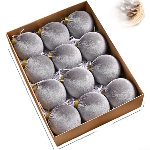 Sumsoctober 12 Stück Samt Weihnachten für Baumschmuck 8 cm Kugeln für Feiertagsdekoration mit weichem und stilvollem Finish (H) von Sumsoctober