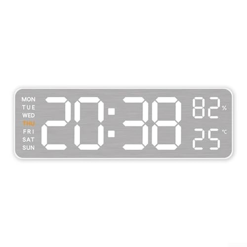 Sumsoctober 22,9 cm große digitale Wanduhr, moderne digitale Wanduhr, großes LED-Digitaldisplay, Schlummermodus, integrierter Countdown-Timer (weißes Gehäuse 5513) von Sumsoctober