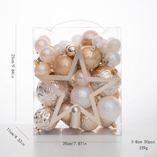 Sumsoctober 50-teiliges galvanisiertes Weihnachtskugel-Ornament-Set mit Baumspitze Stern in verschiedenen Größen, Urlaubsdekoration für Weihnachtsbaum, Kränze, Girlanden, Heimdekoration, festliche Sumsoctober 50-teiliges galvanisiertes Weihnachtskugel-Ornament-Set mit Baumspitze Stern in verschiedenen Größen, Urlaubsdekoration für Weihnachtsbaum, Kränze, Girlanden, Heimdekoration, festliche von Sumsoctober