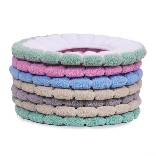 Sumsoctober Badwärmer, WC, waschbar, weicher Sitzbezug für ovale, runde Toiletten, dehnbare Polyester-Komfortmatte (weiß und grau) von Sumsoctober