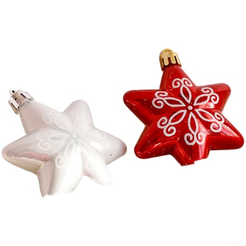 Sumsoctober Dekorative rote Weihnachtskugel, Kunststoff, mit Baumkrone, Stern und Donut-Formen, geeignet zum Aufhängen an Bäumen und Kränzen (B) von Sumsoctober