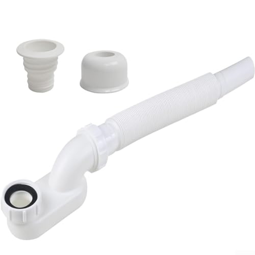 Sumsoctober G1 1 oder 2 Zoll Low Profile P Trap Drainage Pipe Kit, Waschbecken-Siphon für freistehende Badewannen, flexibel und ausziehbar von Sumsoctober