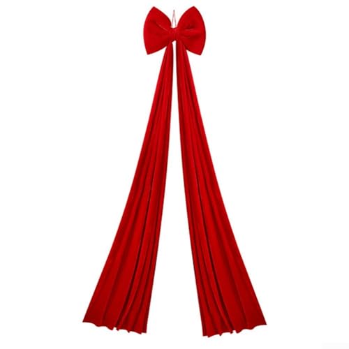 Sumsoctober Große Samtschleife Dekoration für Weihnachtsbäume mit Schnur zum Aufhängen, Plüsch-Weihnachtsschmuck für Baum, Girlande und festliches Tafelaufsatz und zeitloses Design (rot) von Sumsoctober