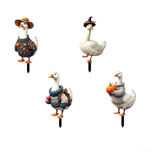 Sumsoctober Halloween Weiße Gans Boden Garten Dekoration Holzpfähle Urlaub Hof Dekor 4 Stück von Sumsoctober