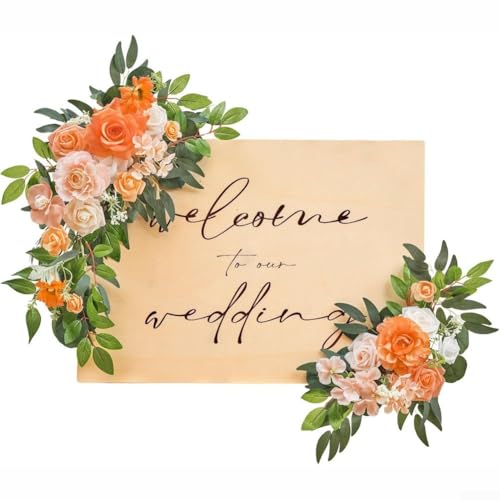 Sumsoctober Hochzeitsblumen-Set für Bogen-Dekor und Herz-Tische, künstliche hängende Blumengirlande, Seidenblumen für Hochzeit, Party, Heimdekoration (orange) von Sumsoctober