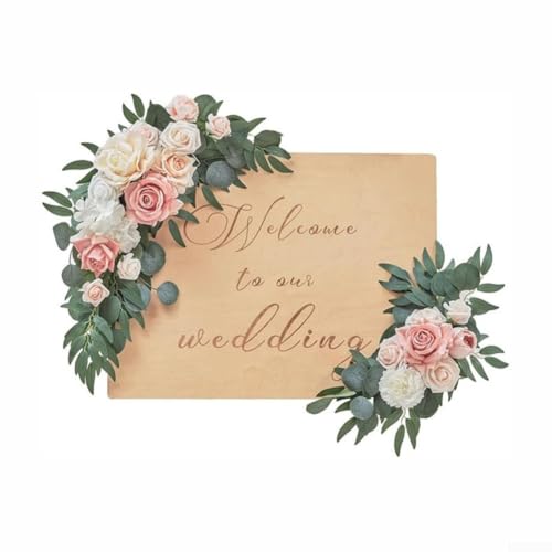Sumsoctober Hochzeitsblumen-Set für Bogen-Dekoration und Herz-Tische, künstliche hängende Blumengirlande, Seidenblumen für Hochzeit, Party, Heimdekoration (rosa) von Sumsoctober