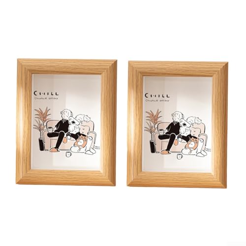 Sumsoctober Holz-Bilderrahmen, 15,2 cm, Tisch-Bilderständer, Doppelrahmen-Set für Zuhause, Büro, Schreibtischdekoration (Original-Holzfarbe) von Sumsoctober