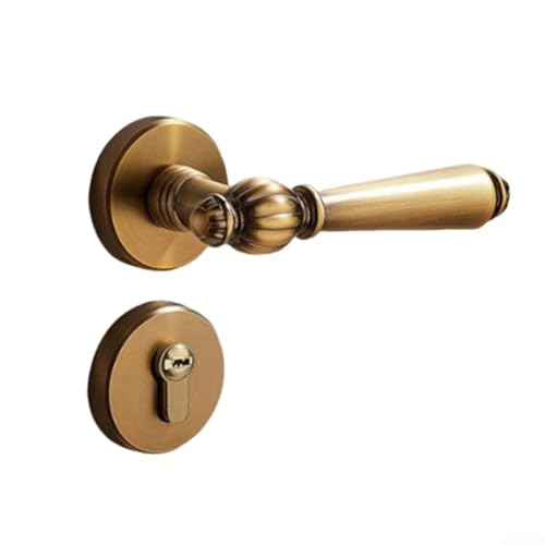 Sumsoctober Holz-Türschloss im Retro-Stil mit Geräuschreduzierung, leises magnetisches Splitschloss für Schlafzimmertüren, 142 mm, Gelbbronze-Finish von Sumsoctober