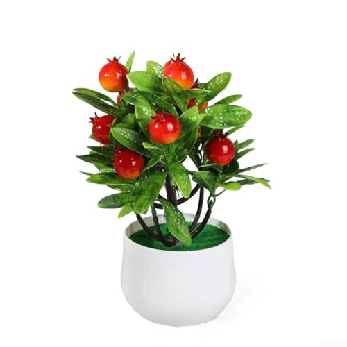 Sumsoctober Künstlicher Topf-Obstbaum mit lebensechtem Design und lebendigen Farben für Zuhause und Büro, Desktop-Dekoration (Granatapfel) von Sumsoctober