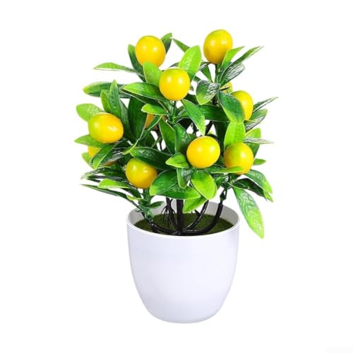 Sumsoctober Künstlicher Topf-Obstbaum mit lebensechtem Design und lebendigen Farben für Zuhause und Büro, Desktop-Dekoration (Zitrone) von Sumsoctober