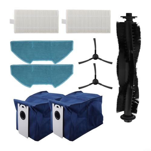 Sumsoctober Roboter-Staubsauger-Ersatz-Set Hauptbürste Seitenbürsten Filter Mopptücher Staubbeutel Kompatibles Zubehör Mehrflächen-Hausreinigung Tierhaare Hartboden Teppich (A) von Sumsoctober