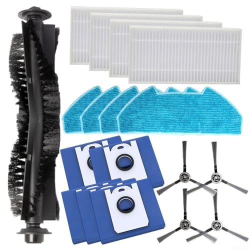 Sumsoctober Roboter-Staubsauger-Ersatz-Set Hauptbürste Seitenbürsten Filter Mopptücher Staubbeutel Kompatibles Zubehör Mehrflächen-Hausreinigung Tierhaare Hartboden Teppich (B) von Sumsoctober