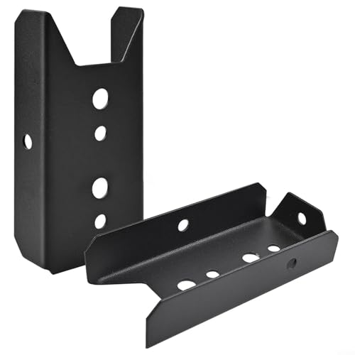 Sumsoctober Robuste Zaunhalterungen für Holz, 2 x 4, verzinkter Stahl, niedriges Profil, Montageplatte, rostbeständig, schwarzes Finish, für Gartenzaun-Unterstützung, 1/2/4/8 Stück (8 Stück) von Sumsoctober