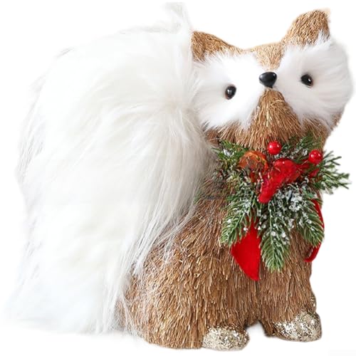 Sumsoctober Rustikale handgefertigte Schaumstoff-Weihnachtsdekoration mit Fuchs, Eichhörnchen und Rentier für Baum, Fenster und Heimdekoration (A) von Sumsoctober