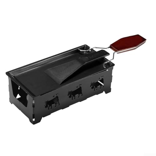 Sumsoctober Tragbares Mini-Käse-Hotpot Set – Kerzenbetriebener nicht-elektrischer Fondueofen mit Antihaft-Tablett und Schaber – für Camping Picknick und Heimnächte von Sumsoctober