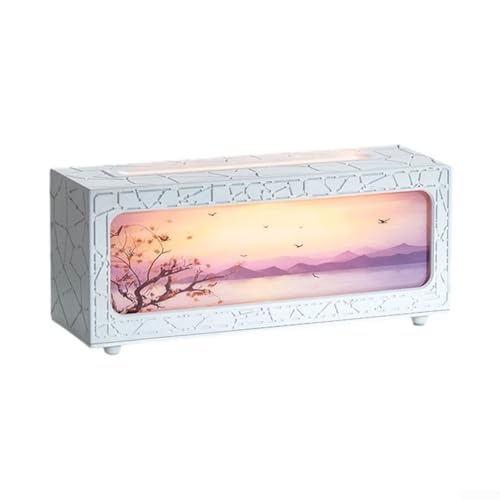 Sumsoctober USB-Luftbefeuchter mit simulierter Flamme, Aromatherapie-Diffusor und buntem Nachtlicht, einstellbare Nebeleinstellungen für optimalen Komfort (weiß) von Sumsoctober