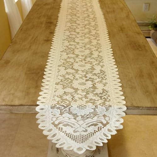 Tischläufer aus Polyester mit Blumenmuster im Vintage-Stil, maschinenwaschbar, perfekt für Hochzeiten, Urlaubsessen und Heimdekoration, kann geschichtet oder allein verwendet werden von Sumsoctober