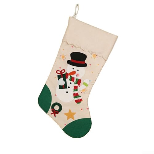 Traditionelle Weihnachtsstrümpfe mit großzügiger Kapazität und starker Aufhängeschlaufe, perfekt für die Präsentation von Süßigkeiten und Spielzeug auf Kamin oder Baum (Schneemann) von Sumsoctober