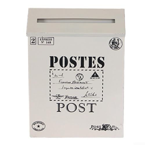 Vintage europäischen Stil Metall Briefkasten mit rustikalem Look für Wandhalterung, geeignet für Heimdekoration und Fotografie Requisiten, aus starkem Eisenmaterial (weiß) von Sumsoctober