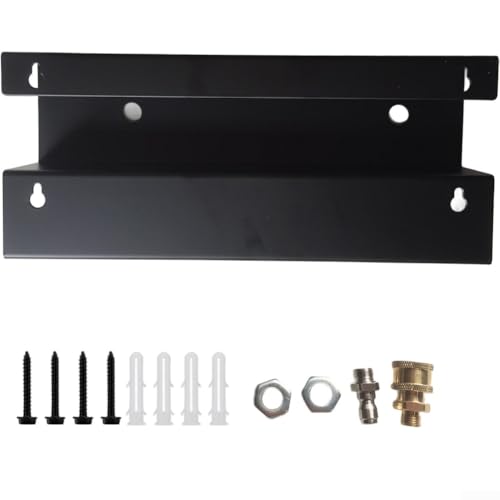 Wandmontiertes Regal für Hochdruckreiniger-Zubehör, Metallhalter mit Edelstahl-Struktur und Easy Connect 1/4 Zoll männlich weiblich Armaturen für organisierte Lagerung (schwarz) von Sumsoctober