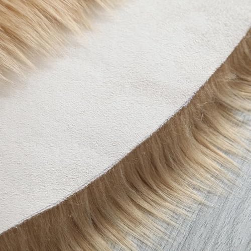 Weicher Teppich aus künstlicher Wolle, rundes Schaffell-Design für ein angenehmes Ambiente zu Hause (Khaki) von Sumsoctober