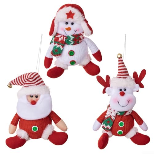 Weihnachts-Stoffornament-Set mit Weihnachtsmann, Schneemann und Rentier für Weihnachtsbaumdekoration und saisonale Heimakzente von Sumsoctober