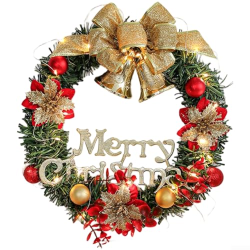 Weihnachtskranz, handgefertigt, PVC, traditionelle Weihnachtsdekoration, rote saisonale Motive für Wand, Tür, Fenster, 30 cm, 35 cm, einfache Einrichtung (30 cm Kranz, Stil B) von Sumsoctober