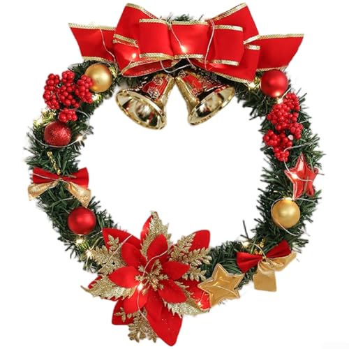 Weihnachtskranz, handgefertigt, PVC, traditionelle Weihnachtsdekoration, rote saisonale Motive für Wand, Tür, Fenster, 30 cm, 35 cm, einfache Einrichtung (30 cm Kranz-Stil A) von Sumsoctober