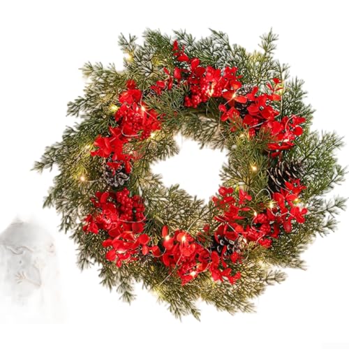Weihnachtskranz, handgefertigt, PVC, traditionelle Weihnachtsdekoration, rote saisonale Motive für Wand, Tür, Fenster, 30 cm, 35 cm, einfache Einrichtung (35 cm Kranz-Stil F) von Sumsoctober