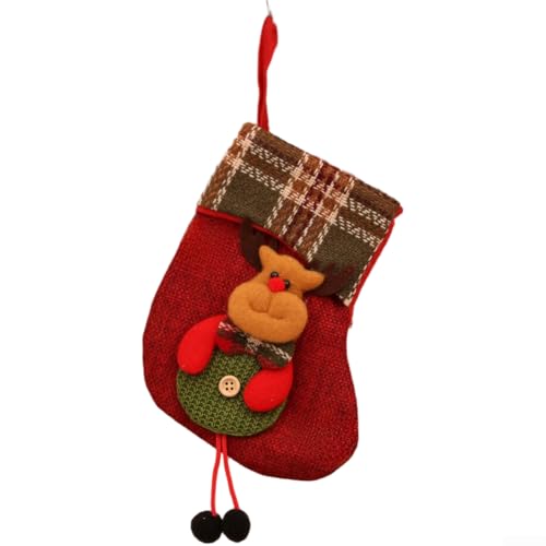 Weihnachtsstrumpf-Set, 4-teilig, festliche Charaktere, Polyester, zum Aufhängen, rot, traditionelles Design, einfach aufzuhängen, für Kamin, Kaminsims, Tür, Baum, 23 x 14 cm von Sumsoctober