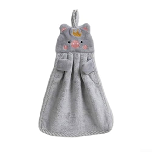 Whimsical Pig Handtuch mit Umhängeband zur einfachen Aufbewahrung, perfekt für Kinderzimmer und Dekor (Grau) von Sumsoctober