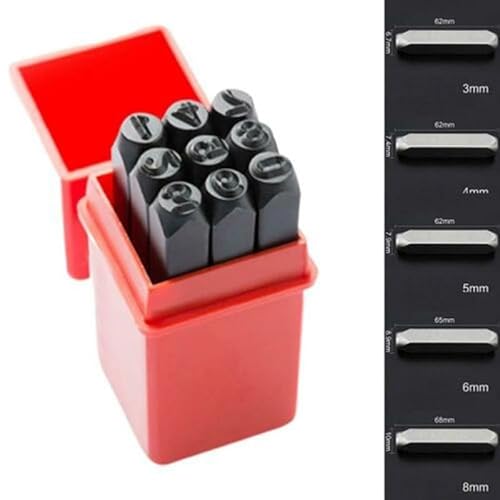 Zahlenstempel-Werkzeug-Set, 9-teiliges Set für Metallmarkierung und Lederhandwerk (3 mm) von Sumsoctober