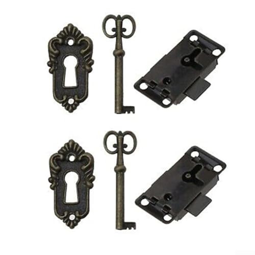 für 2-teiliges Vintage Türschloss-Set in antiker Bronze für Schränke, Schubladen und Holzkisten von Sumsoctober