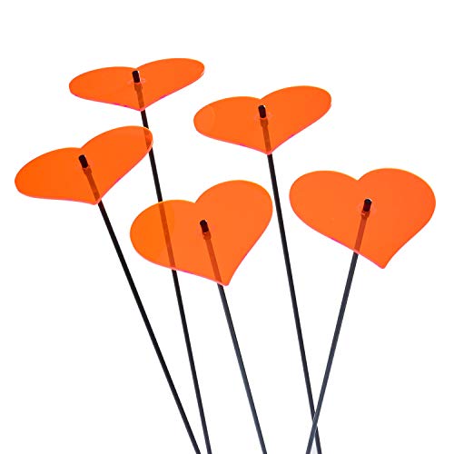 Sun Catcher Garden Decor 5er Set Sonnenfänger Garten Stecker, Statuen 75cm hohe Herz Dekoration für Garten, Balkon oder Terrasse, Hochzeit, Farbe:orange von Sun Catcher Garden Decor