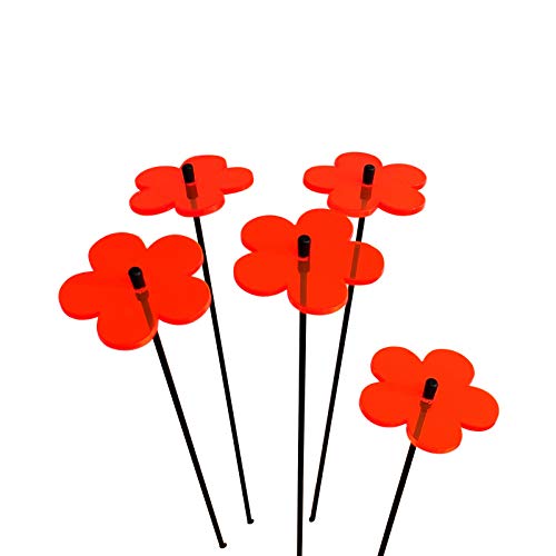 Sun Catcher Garden Decor Sonnenfänger Set aus 5 kleinen leuchtenden Blumen. Besondere Garten Dekoration für Garten, Balkon oder Terrasse, Farbe:Fluorescent Red von Sun Catcher Garden Decor