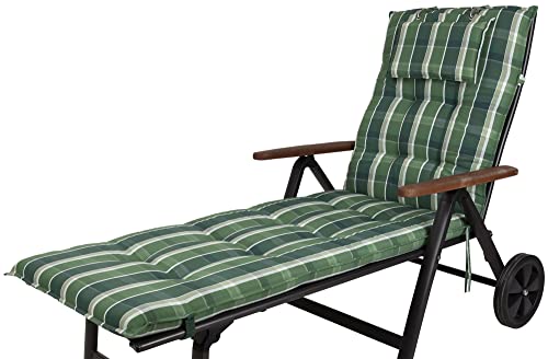 10557-200 Auflage Rollliege Monte grün kariert 193x60x8 cm Sitzpolster (ohne Liege) von Sun Garden