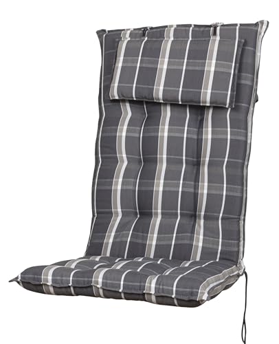 Auflage Hochlehner Sylt 10557-700 grau kariert 119x50x8 cm Sun Garden von Sun Garden