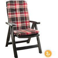 Solax-Sunshine Hochlehner-Polsterauflage, je ca. 116 x 50 x 5 cm - Karo Rot, 2er-Set von Sun Garden