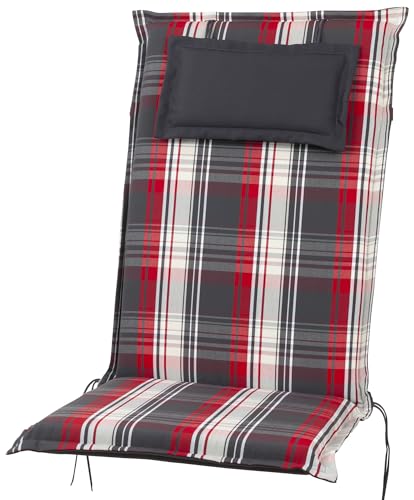 90541-700 Auflage Hochlehner Donau rot-anthrazit kariert 119x50x7 cm Sitzpolster (ohne Stuhl) von Sun Garden