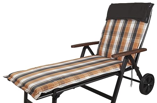 Sun Garden Auflage Rollliege Georgia 90823-450 orange-weiß-anthrazit kariert 190x62x8 cm, mit Reißverschluss von Sun Garden