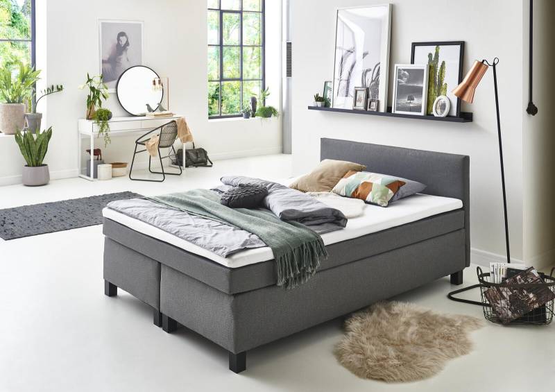 Sun Garden Boxspringbett Philly ca. 140x200cm in Stoff uni anthrazit von Sun Garden