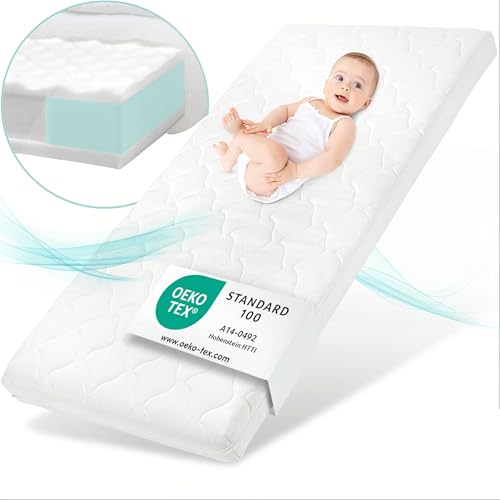 Sun Garden Babymatratze, Kindermatratze 70x140 cm mit Trittkante, Oeko Tex 100 Zertifiziert, Baby Matratze für Babybett, Kinderbett oder Reisebett, Bezug bis 60°C Grad waschbar von Sun Garden