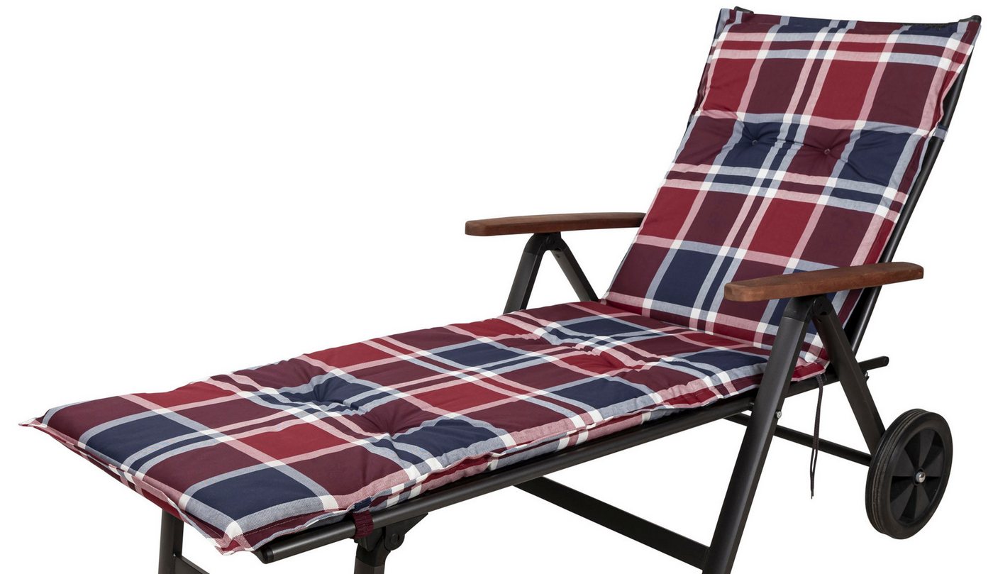 Sun Garden Liegenauflage Rollliege Naxos 10539-100 blau-rot kariert 188x60x6 cm Sun Garden, (1 St), Halteband verstellbar mit Bindebändern Halteband Gummi von Sun Garden