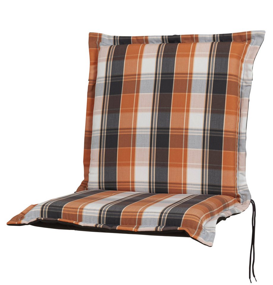 Sun Garden Sesselauflage Niederlehner Georgia 90823-450 orange-weiß-anthrazit kariert 98x53x8cm von Sun Garden