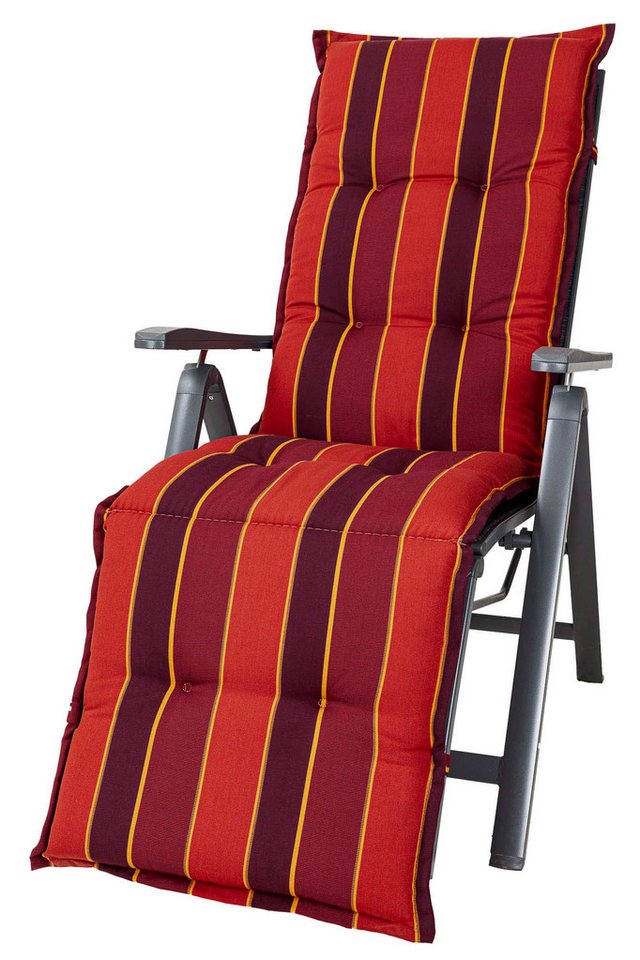 Sun Garden Sesselauflage Relaxliege Naxos 20208-3 terracotta-rot gestreift 174x50x6 cm SG von Sun Garden