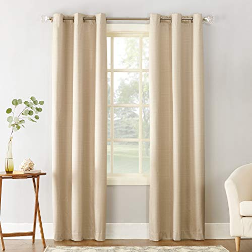 Sun Zero Cooper Thermal Insulated Room Darkening Grommet Curtain Panel, 40" x 95", Linen von SUN ZERO